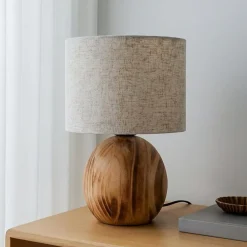 Bordlamper ^ Lindby Mayumi bordlampe, højde 31 cm, træ, tekstil