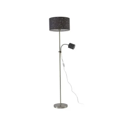 Lindby Gang|Pendellamper > Melanie gulvlampe, grå, stof, Ø 36 cm, 2 lyskilder.