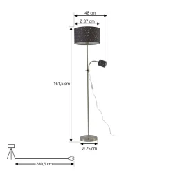Lindby Gang|Pendellamper > Melanie gulvlampe, grå, stof, Ø 36 cm, 2 lyskilder.