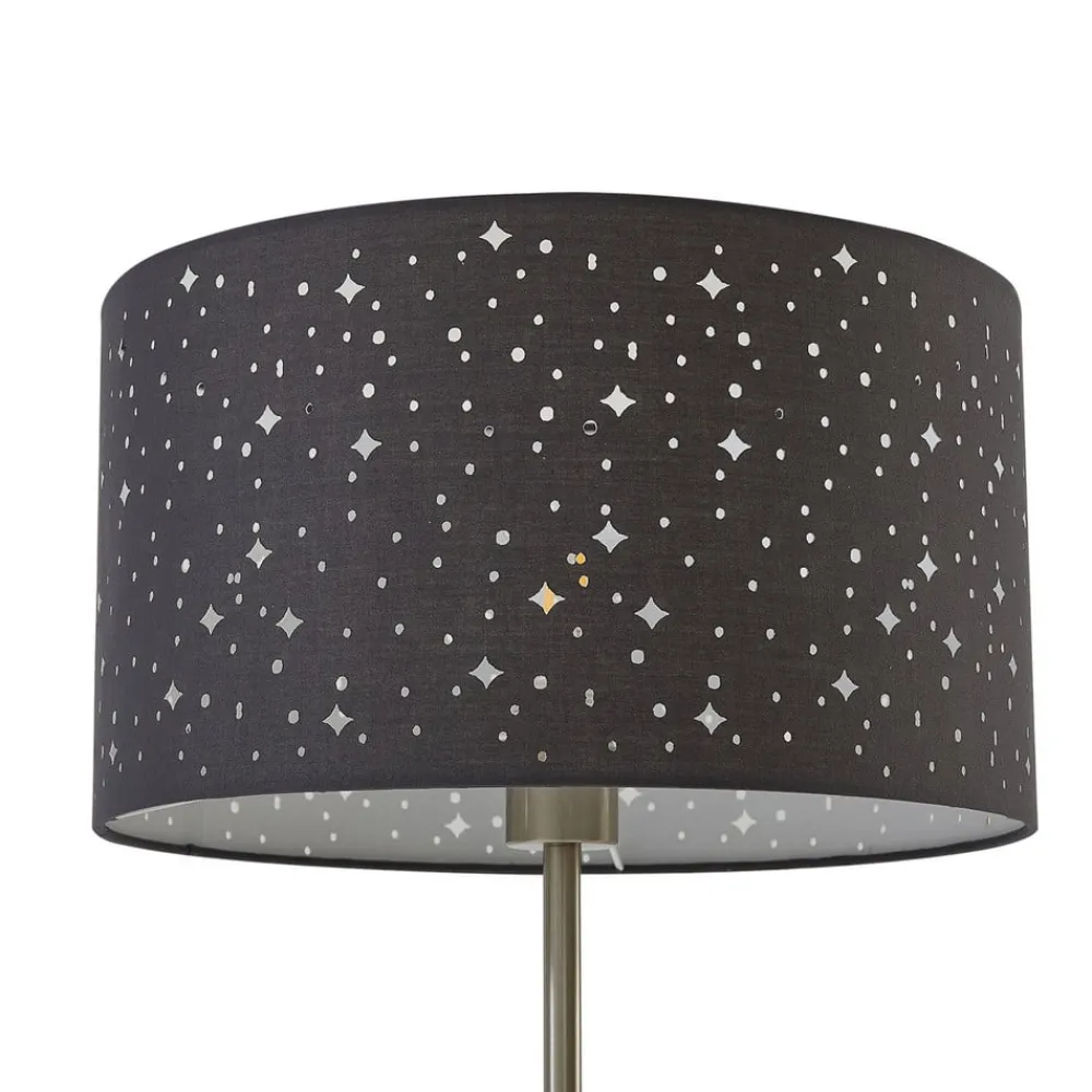 Lindby Gang|Pendellamper > Melanie gulvlampe, grå, stof, Ø 36 cm, 2 lyskilder.
