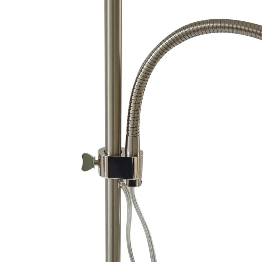 Lindby Gang|Pendellamper > Melanie gulvlampe, grå, stof, Ø 36 cm, 2 lyskilder.