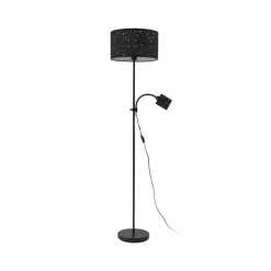 Gang|Gulvlamper ^ Lindby Melanie gulvlampe, sort, stof, Ø 36 cm, 2 lyskilder.
