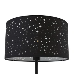 Gang|Gulvlamper ^ Lindby Melanie gulvlampe, sort, stof, Ø 36 cm, 2 lyskilder.