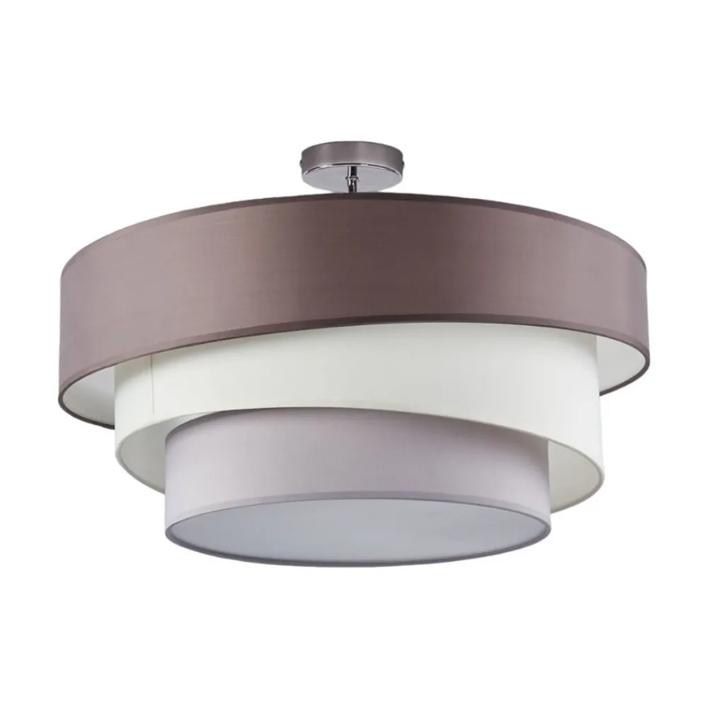 Lindby Gang|Loftlamper > Melia loftlampe, brun/grå, tekstil, Ø 56cm
