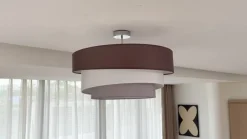 Lindby Gang|Loftlamper > Melia loftlampe, brun/grå, tekstil, Ø 56cm