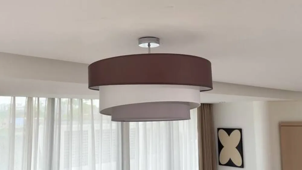 Lindby Gang|Loftlamper > Melia loftlampe, brun/grå, tekstil, Ø 56cm