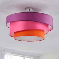 Lindby Gang|Loftlamper > Melia loftlampe, lilla/pink/orange, tekstil, Ø56cm