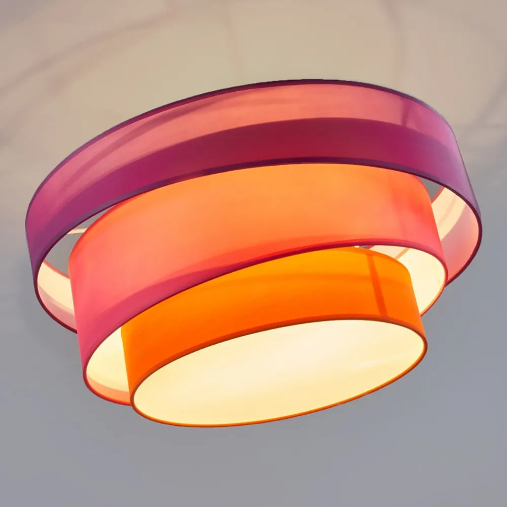 Lindby Gang|Loftlamper > Melia loftlampe, lilla/pink/orange, tekstil, Ø56cm