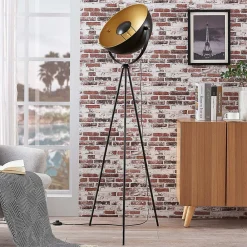 Lindby Gang|Pendellamper > Meline gulvlampe, sort/guld, metal, trefod