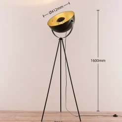 Lindby Gang|Pendellamper > Meline gulvlampe, sort/guld, metal, trefod