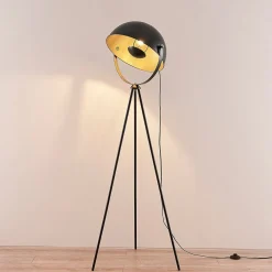 Lindby Gang|Pendellamper > Meline gulvlampe, sort/guld, metal, trefod