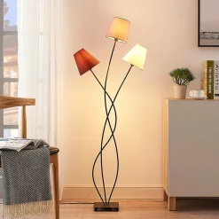 Lindby Gang|Pendellamper > Melis gulvlampe, 130 cm, 3 lyskilder, tekstil