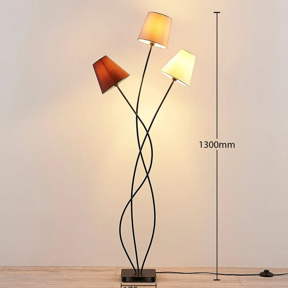 Lindby Gang|Pendellamper > Melis gulvlampe, 130 cm, 3 lyskilder, tekstil