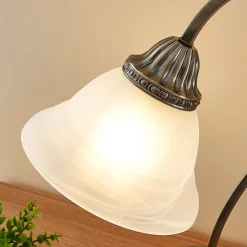 Lindby Bordlamper > Mialina bordlampe, 42 cm, hvid, glas, metal
