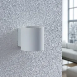 Lindby Væglamper > Mirza væglampe af aluminium, rund, hvid