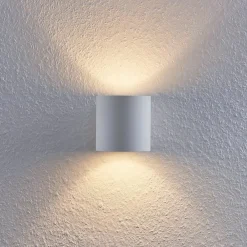 Lindby Væglamper > Mirza væglampe af aluminium, rund, hvid
