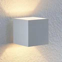 Lindby Væglamper > Mirza væglampe i aluminium, kantet, hvid