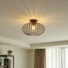 Gang|Loftlamper ^ Lindby Nahele loftlampe, brun, metal, Ø 40 cm, E27
