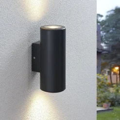 Lindby Terrassebelysning|Væglamper > Nati udendørs væglampe, 22 cm, antracit, IP54, rund