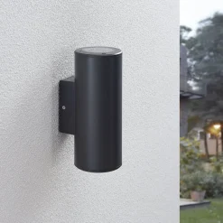 Lindby Terrassebelysning|Væglamper > Nati udendørs væglampe, 22 cm, antracit, IP54, rund