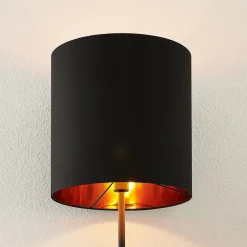 Lindby Gang|Pendellamper > Nymar gulvlampe, tekstil, sort-guld