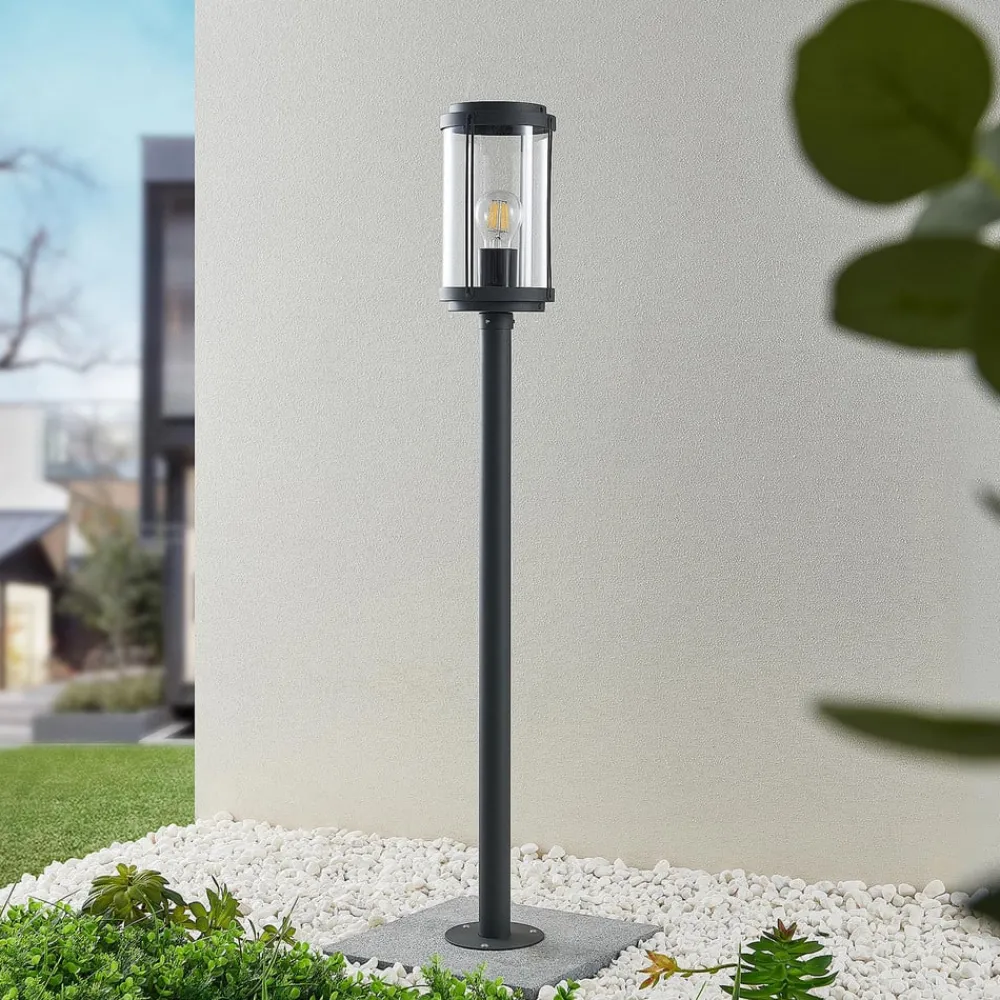 Gadebelysning ^ Lindby Ojali vejlampe, rund, mørkegrå