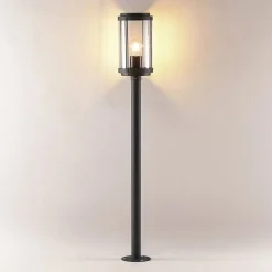 Gadebelysning ^ Lindby Ojali vejlampe, rund, mørkegrå