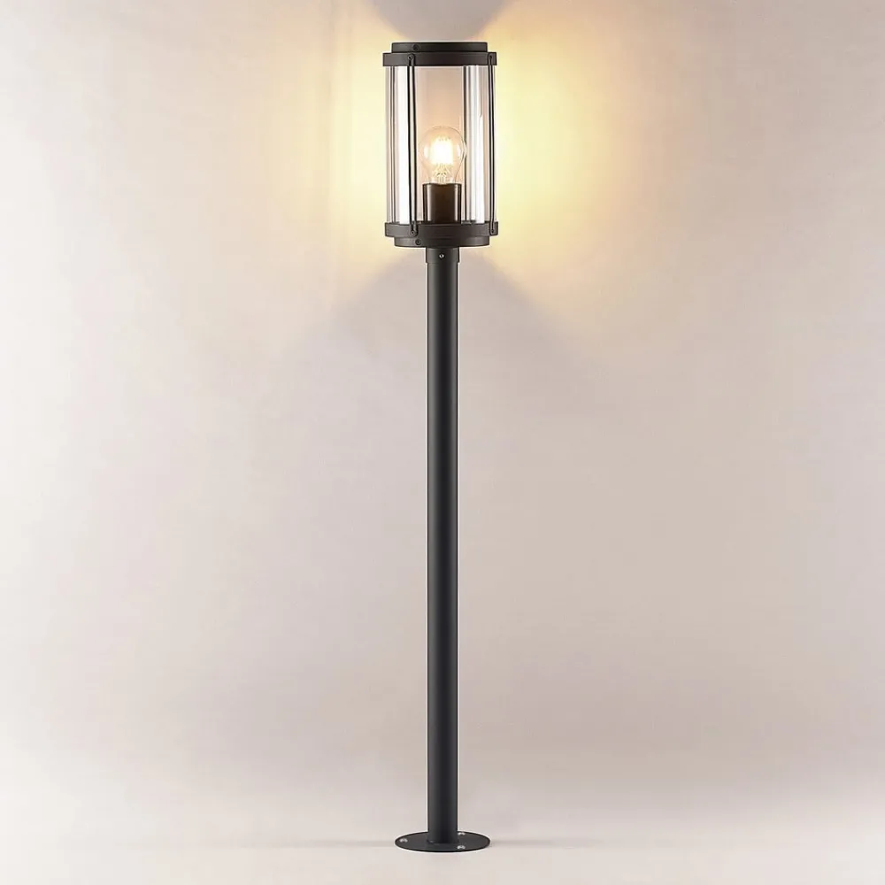 Gadebelysning ^ Lindby Ojali vejlampe, rund, mørkegrå