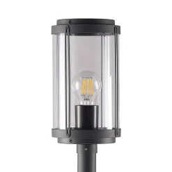 Gadebelysning ^ Lindby Ojali vejlampe, rund, mørkegrå