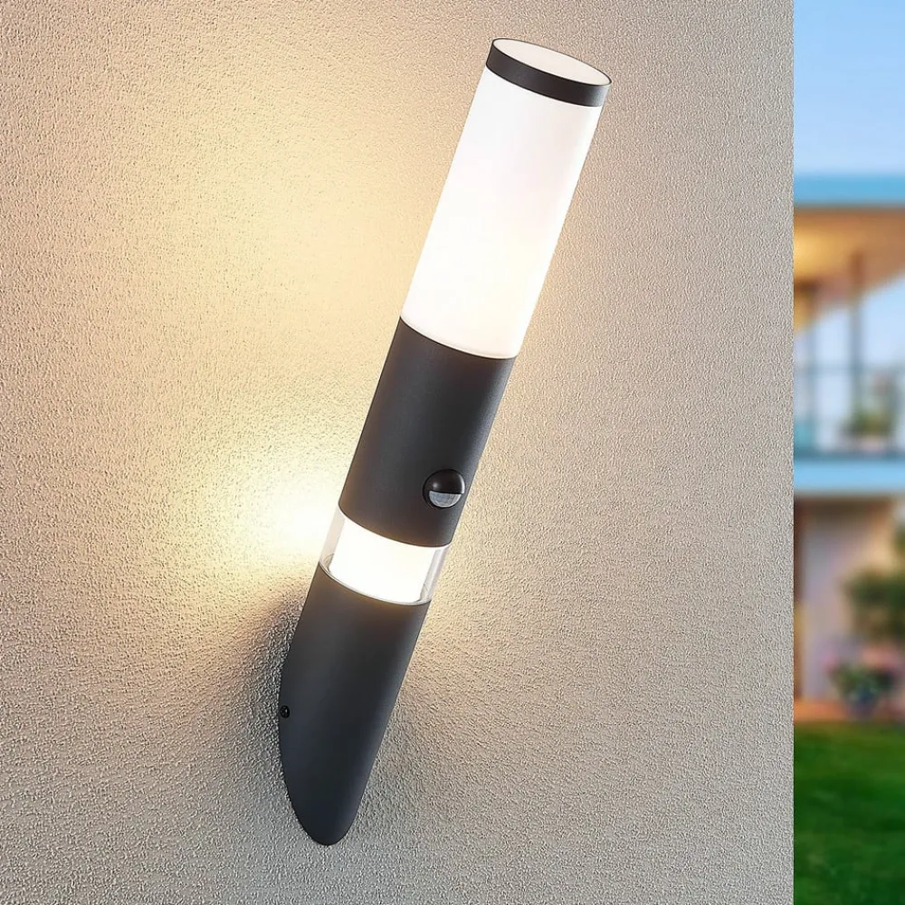 Væglampe Med Sensor|Væglamper ^ Lindby Okari udendørs væglampe med sensor fakkel