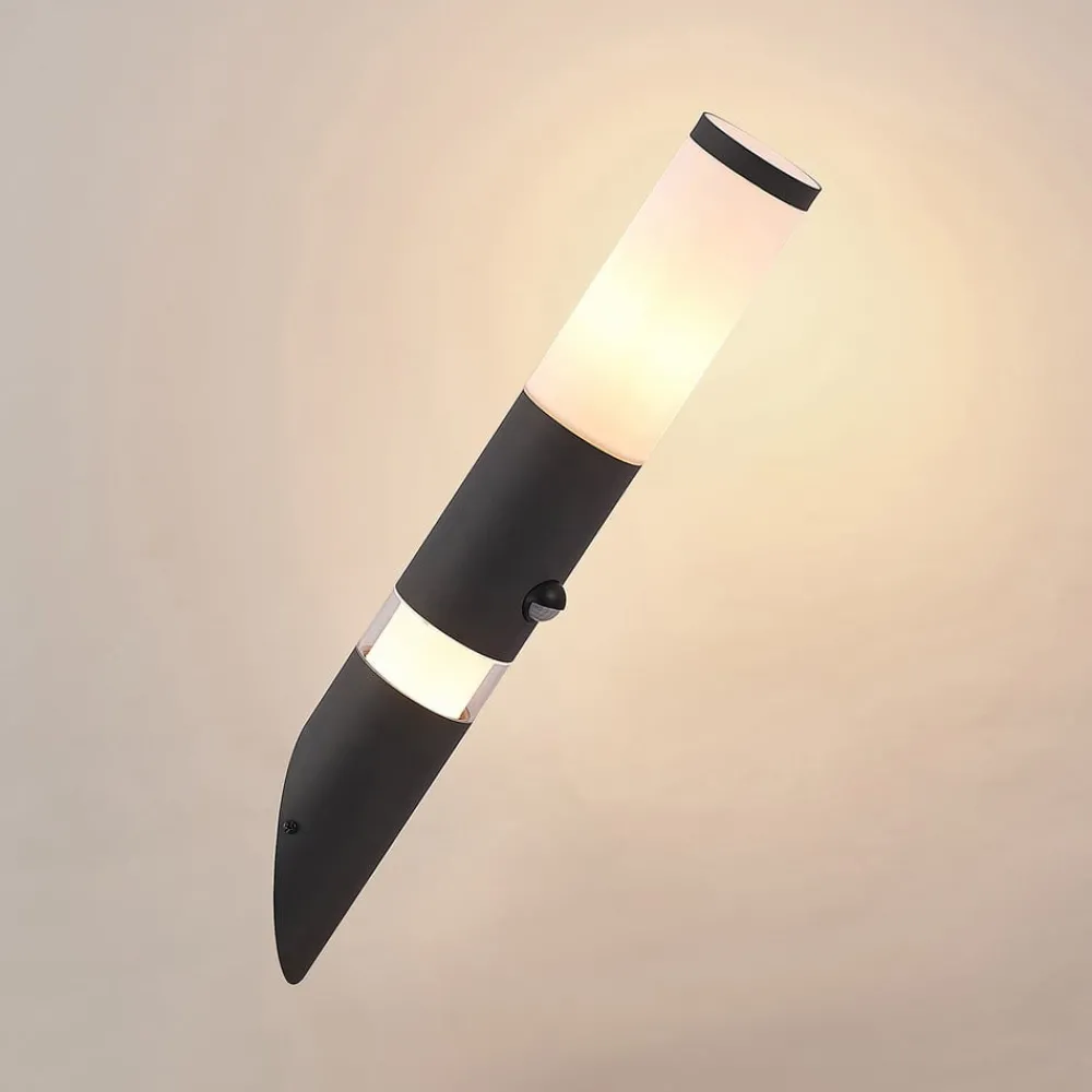 Væglampe Med Sensor|Væglamper ^ Lindby Okari udendørs væglampe med sensor fakkel