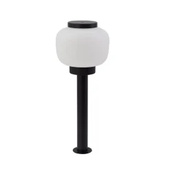 Lindby Terrassebelysning > Orfeas sokkellampe, sort/hvid, aluminium, Ø 24 cm