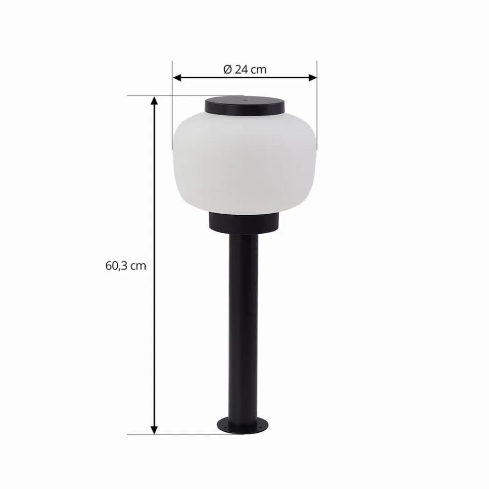 Lindby Terrassebelysning > Orfeas sokkellampe, sort/hvid, aluminium, Ø 24 cm