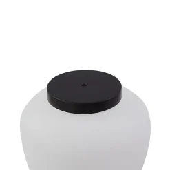Lindby Terrassebelysning > Orfeas sokkellampe, sort/hvid, aluminium, Ø 24 cm