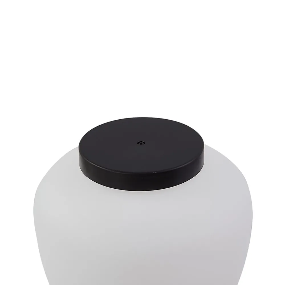 Lindby Terrassebelysning > Orfeas sokkellampe, sort/hvid, aluminium, Ø 24 cm