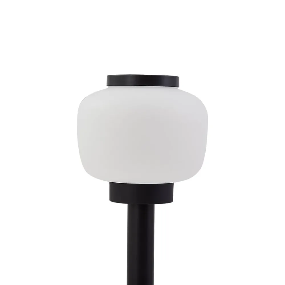 Lindby Terrassebelysning > Orfeas sokkellampe, sort/hvid, aluminium, Ø 24 cm