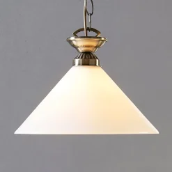 Lindby Gang|Pendellamper > Otis pendellampe, Ø 30 cm, hvid, glas, kegle, E27