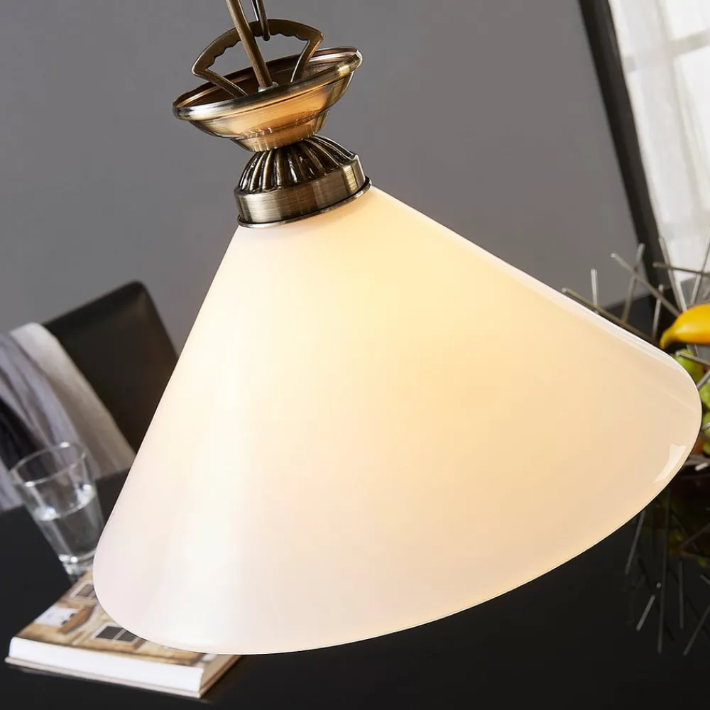 Lindby Gang|Pendellamper > Otis pendellampe, Ø 30 cm, hvid, glas, kegle, E27