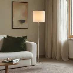 Gang|Pendellamper ^ Lindby Parsa gulvlampe, hvid, tekstil, højde 167 cm, E27