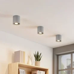 Lindby Loftlamper > Parvin aluminium downlight, rund, grå