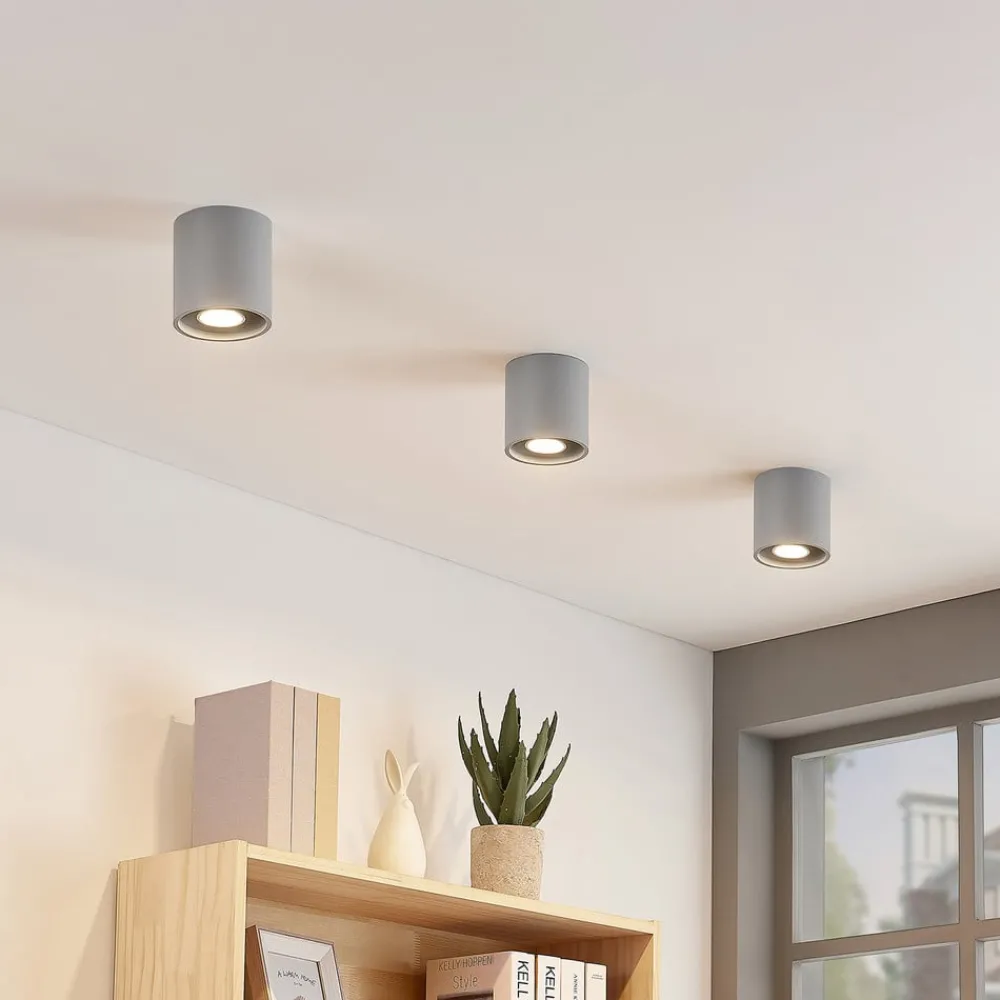 Lindby Loftlamper > Parvin aluminium downlight, rund, grå
