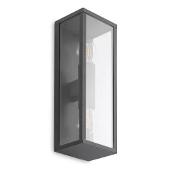 Lindby Terrassebelysning|Væglamper > Peldar udendørs væglampe, klar, 2 lyskilder, 38 cm, metal