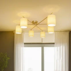 Lindby Loftlamper > Pellinora loftlampe, nikkelfarve/hvid