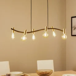 Lindby Pendellamper > -pendel Anito, sort/guld, metal, 100 cm, E27