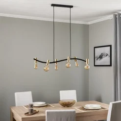 Lindby Pendellamper > -pendel Anito, sort/guld, metal, 100 cm, E27