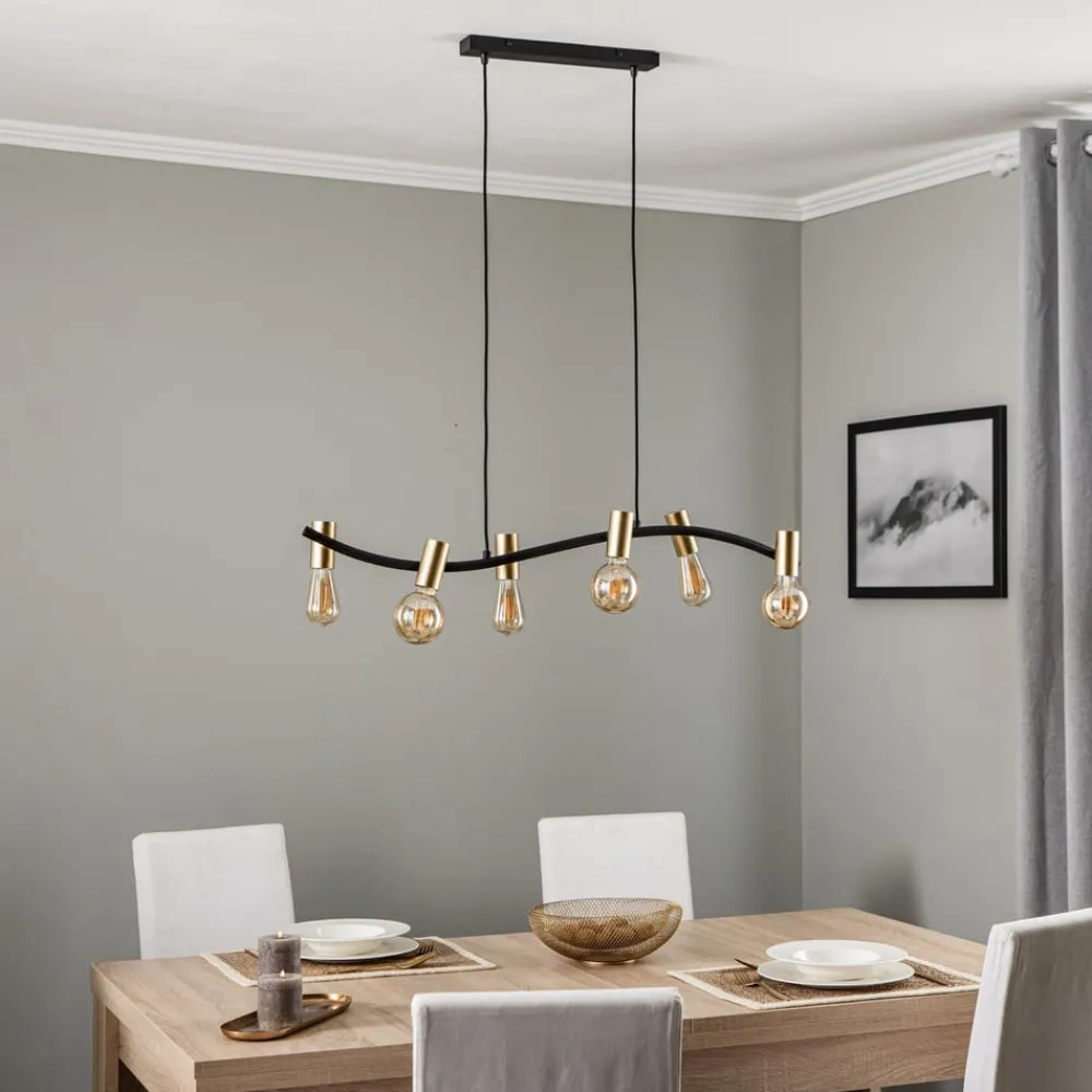 Lindby Pendellamper > -pendel Anito, sort/guld, metal, 100 cm, E27