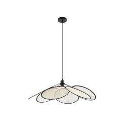 Pendellamper ^ Lindby pendel Astraia, natur/sort, hør, Ø 80 cm