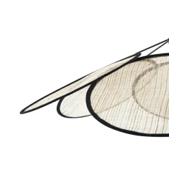 Pendellamper ^ Lindby pendel Astraia, natur/sort, hør, Ø 80 cm