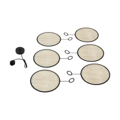 Pendellamper ^ Lindby pendel Astraia, natur/sort, hør, Ø 80 cm