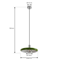 Pendellamper ^ Lindby pendellampe Branford, retro, Ø 35 cm, grøn, metal
